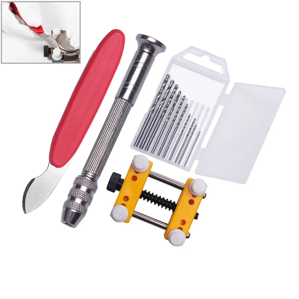 

Manual Drill Hole Punch Headed Hand Twist Drill Watch Straps Repair Tools Kits Steel Metal Watch Repair Accessories Pry Knife