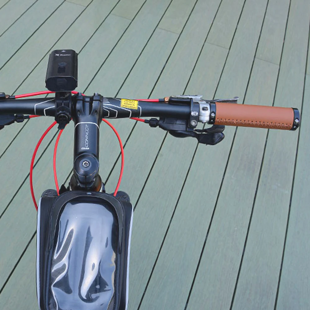 Кожаные Нескользящие амортизирующие Грипсы для руля велосипеда 135 мм