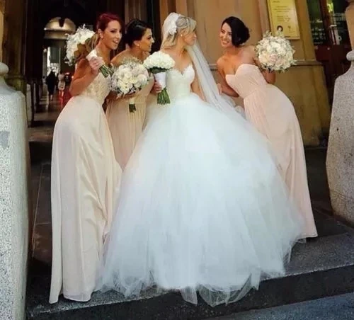 

ANGELSBRIDEP бальное платье Милое Свадебное Платье Vestido De Noiva роскошная аппликация бисером шлейфом официальное свадебное платье невесты