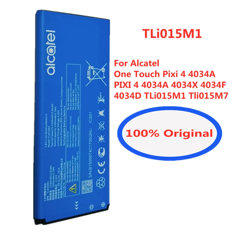 Оригинальная батарея 1530mah TLi015M1 Tli015M7 для Alcatel One Touch Pixi 4 4034A PIXI 4 4034A 4034X 4034F 4034D