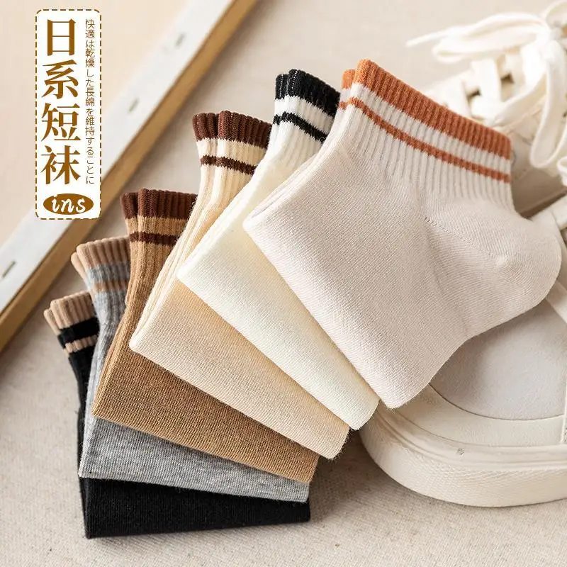 Socks Women Sweat-Absorbent Deodorant Four Seasons Autumn and Winter Short Tube Pure Cotton Spring Wom...