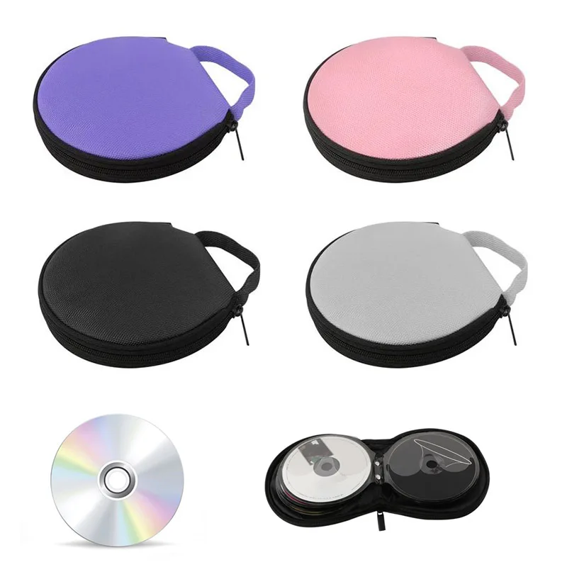 

Portable CD DVD Case 20 Capacity Oxford Cloth Storage Bag Round Holder with Zipper for Home Car CD Box Bag