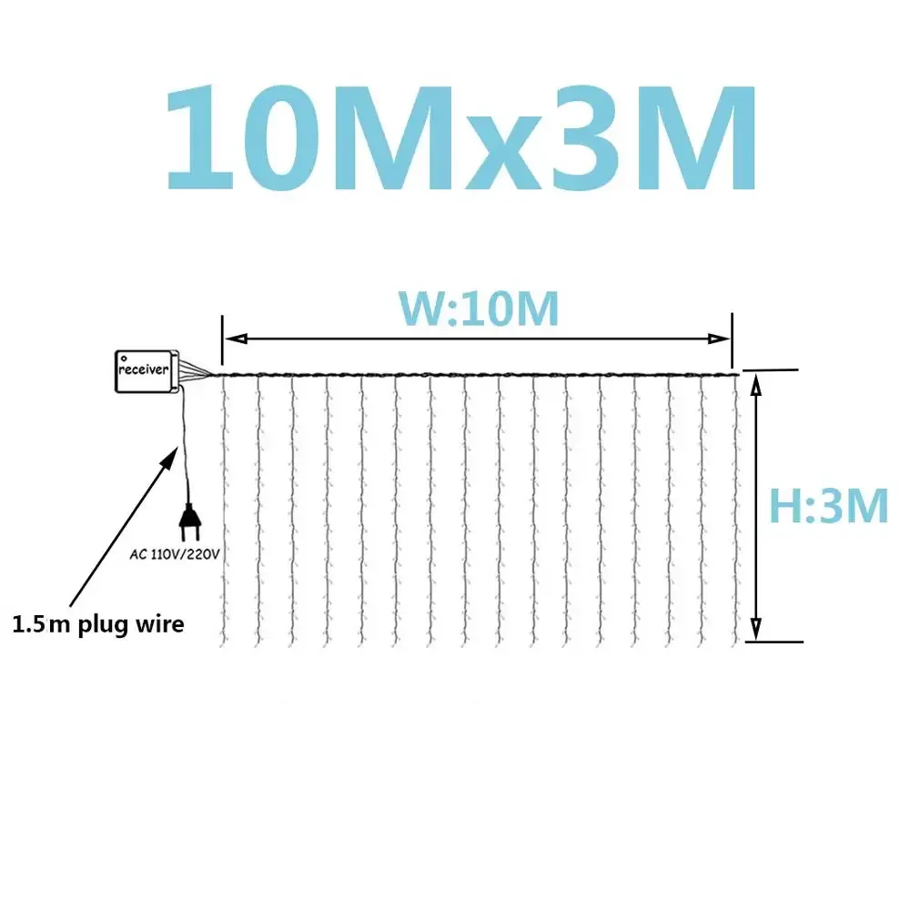 

КIKIELF Светодиодные гирлянды со снежинками 3x3/6x3/10x3 м