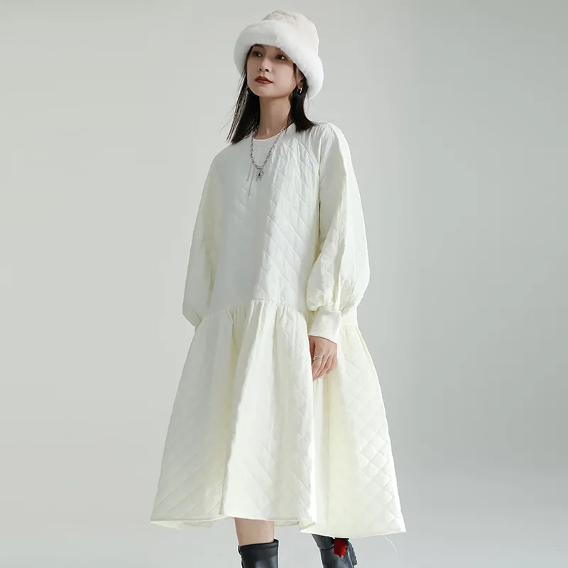 2022 Niche Design Winter New Cotton Dress Dress Loose Pendulum Thin Long Cotton Clothing Female enlarge
