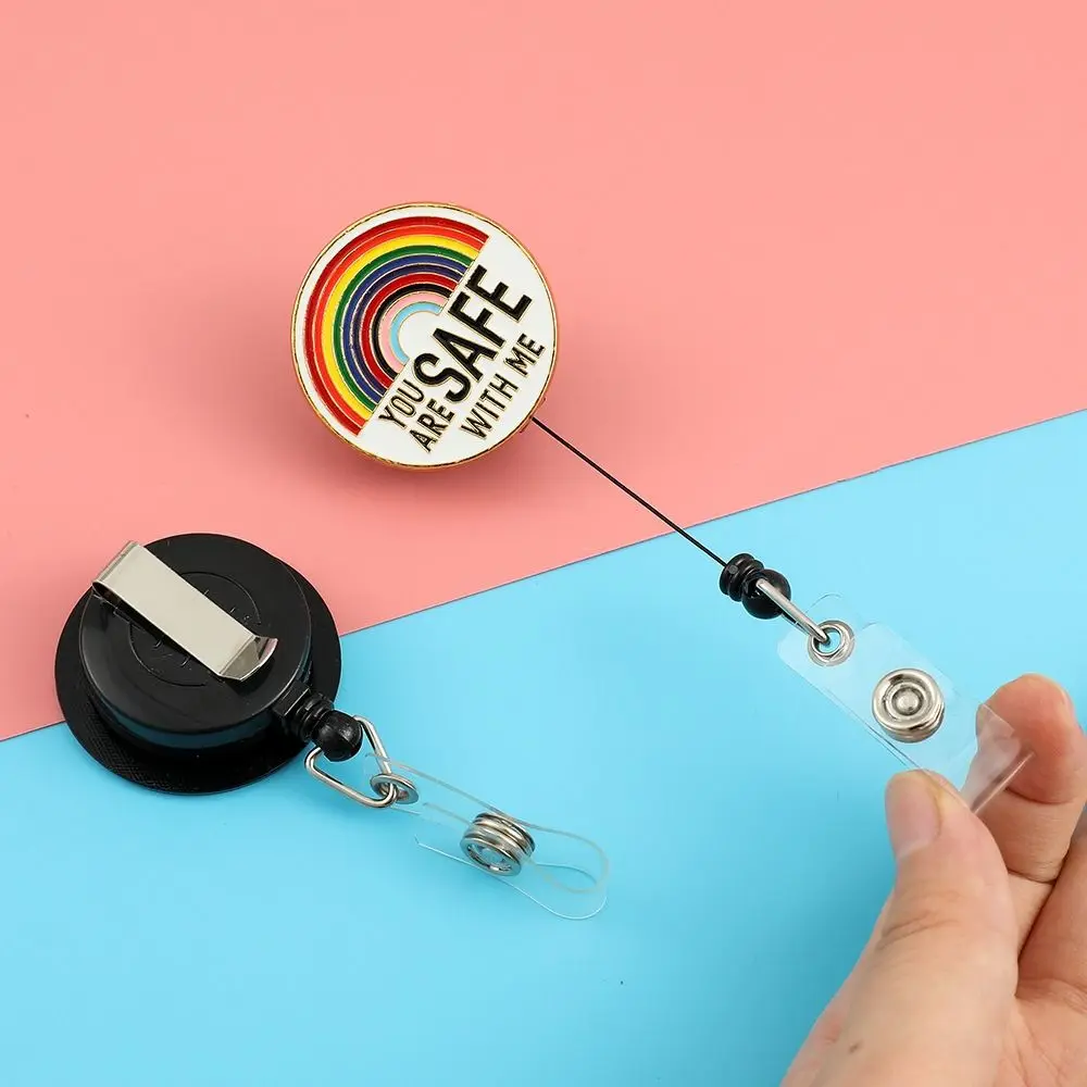 

Практичная пряжка с цветком и мрамором, вы в безопасности со мной, Пряжка для удостоверения личности, выдвижной брелок, держатель для удостоверения личности, бейдж, зажим для катушки