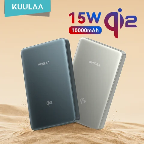 KUULAA Qi2 Магнитный Power Bank 10000 мАч Портативное зарядное устройство PowerBank для Magsafe 15 Вт Беспроводная быстрая зарядка для iPhone 16 Pro Max
