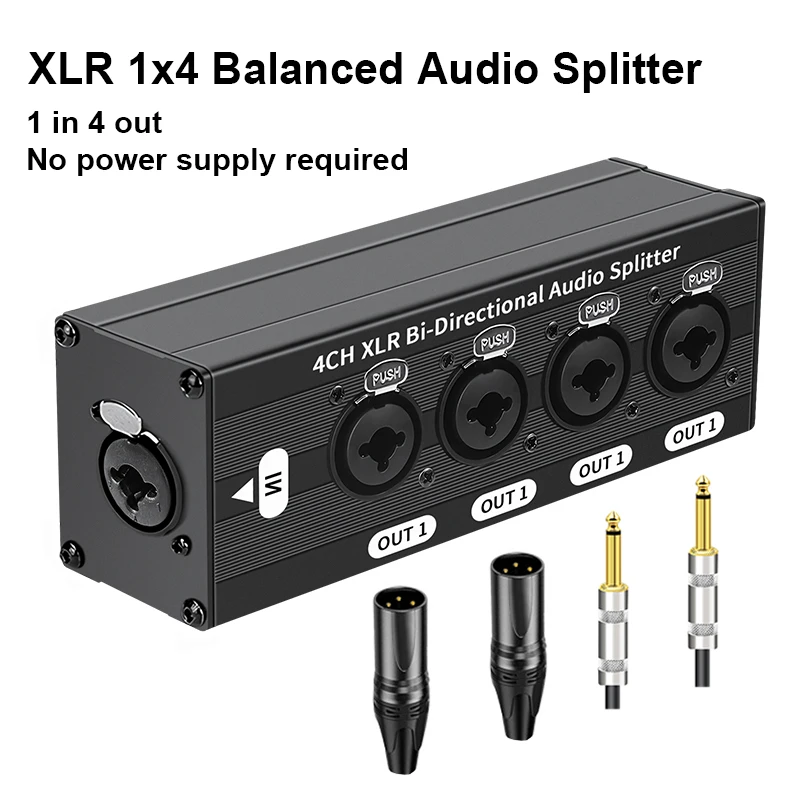 Фото Пассивный XLR-сплиттер для аудиосигнала 1 вход 4 выхода, 3-контактный, балансный, не требует внешнего блока питания №4