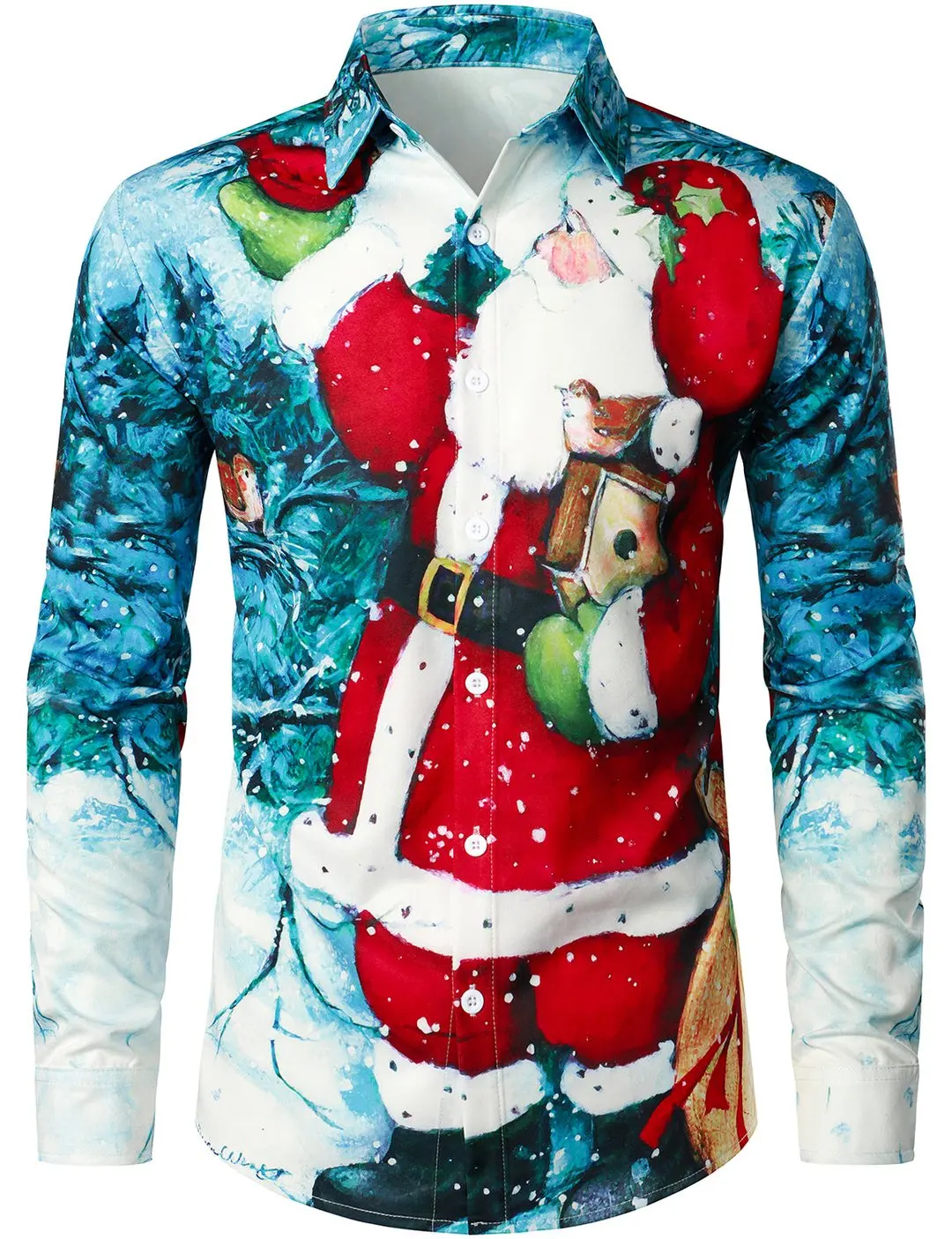 Men's Christmas Plaid 3D printed jacket long sleeve snowflake Santa Claus jacket men's shirt men's shirt 2022 new high quality