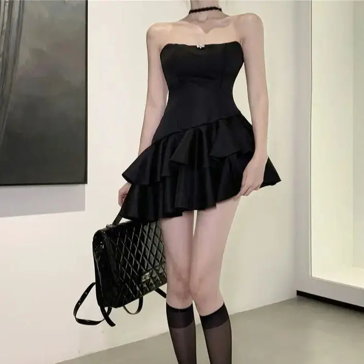 Платье на день рождения черное платье без рукавов с бюстгальтером элегантное