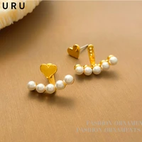fashion jewelry s925 needle heart earrings hot sale sweet korean temperament simulated pearl stud earrings for women girl gifts
