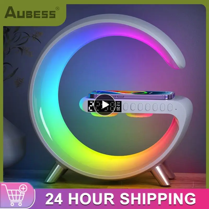 

Led Charging Station 15w Speaker Alarm Clock Wireless Charger App Control Smart House Smart Multifunctional Rgb Night Light
