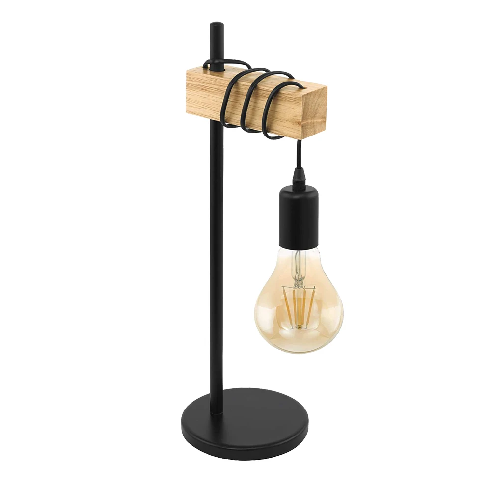 

Creative Wooden Table Lamp Retro Industrial Bedside Lamp E27 Socket Bedroom Lamp Coffee Bar Hotel Decorative Lamp without bulb