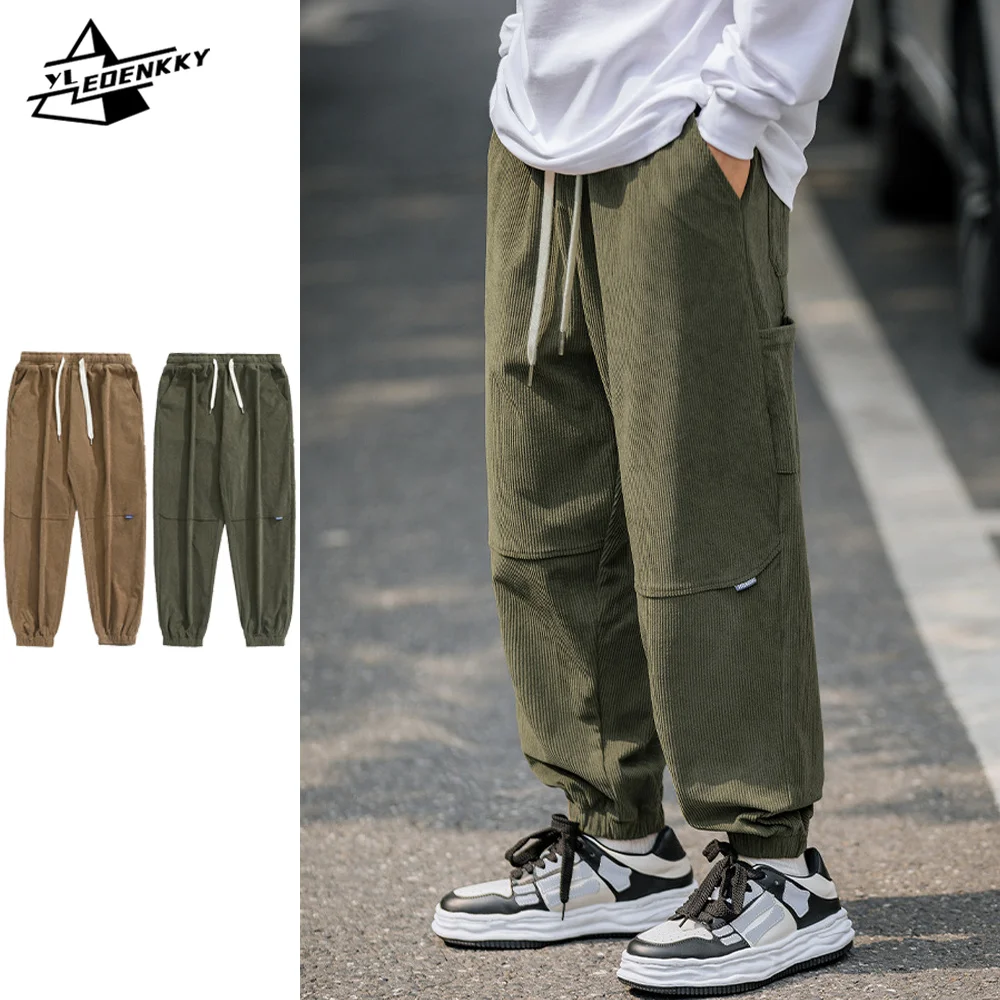 

Autumn Winter Casual Pants Men Women Harajuku Corduroy Loose Trousers Hip Hop Oversize Dstring Cargo Pants Sports Streetwear