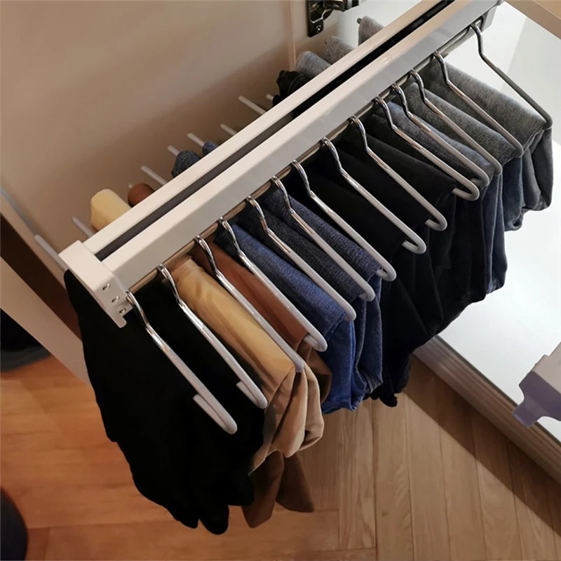 

Slide Pull-out Rail Rod Telescopic Clothes Closet Bar Top Pants Mount Holder Storage Wardrobe Bearing Ball Hanger Organizer