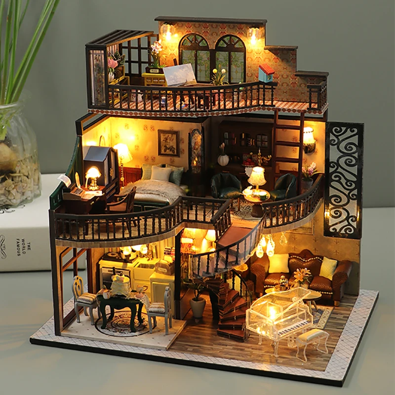 Pаспродажа DIY кукольный домик Миниатюрная модель строительные блоки детские игрушки Миниатюрный Кукольный домик «сделай сам» миниатюрный кукольный д...