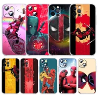 marvel deadpool cool art for apple iphone 13 12 11 mini 8 7 6 5 xs xr x se 2020 pro max plus transparent soft phone case capa
