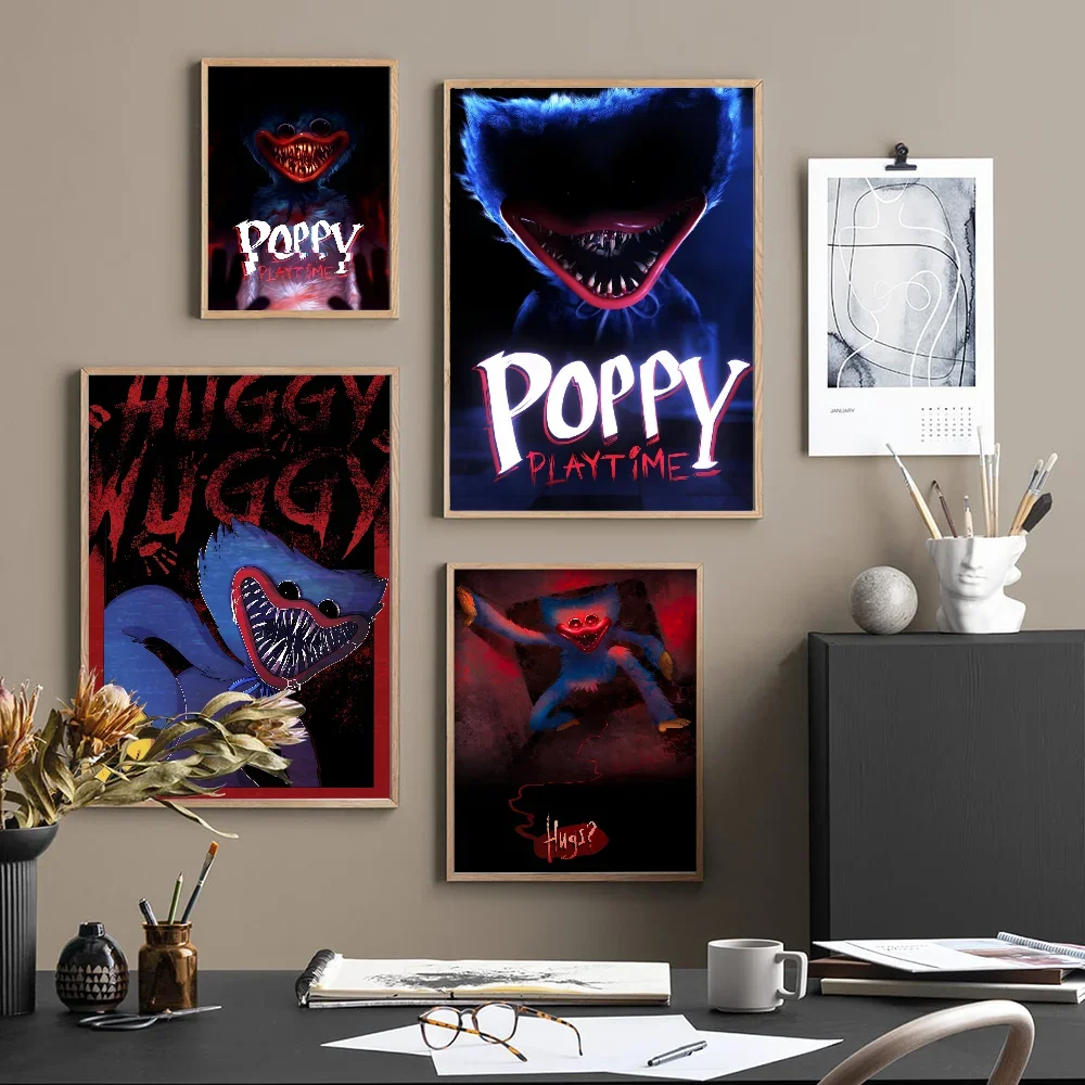 P-Poppys P-Playtime Huggy-Wuggy Фильм Ретро Ремесленная Бумага Настенный Постер Наклейка DIY