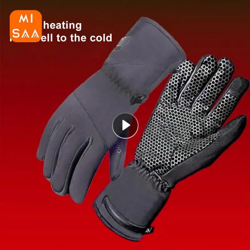 

Outdoor Skiing Riding Gloves 1 Pair Rechargeable Heated Electric Warm Smart Full Finger Heated Gloves Heated Gloves Polyester