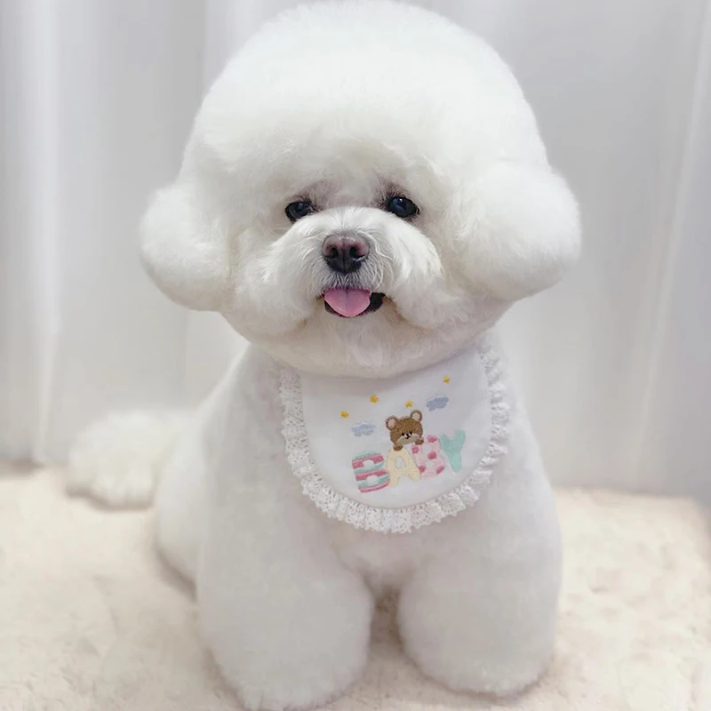 Милый детский нагрудник с вышивкой в виде медведя кошки аксессуары для домашних