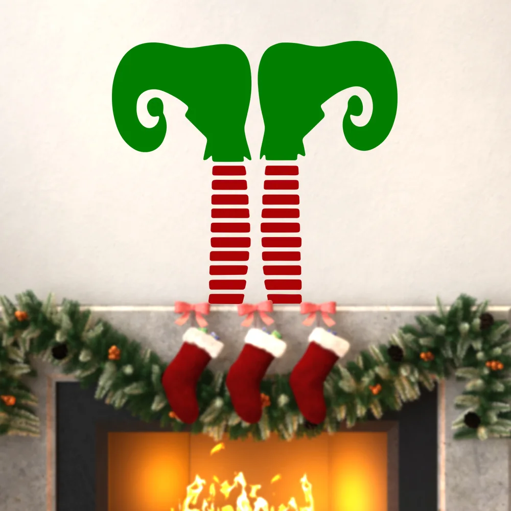 

Christmas Cartoon Graphic Wall Sticker Christmas Elf Shoes Background Decoration And Beautification Wall Decal