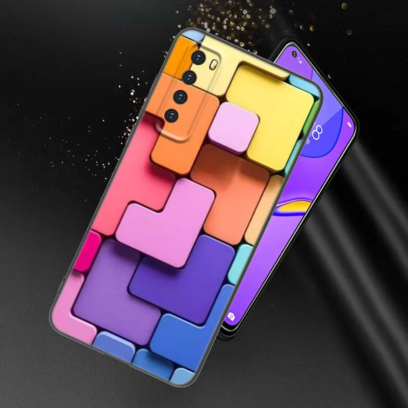 3D Colorful Block Phone Case For Huawei Honor 60 50 SE 30S Mate 30 20 10 Lite 40 Nova 9 8 Pro Y60 8i 7i 7SE 5T Premium Cover images - 6