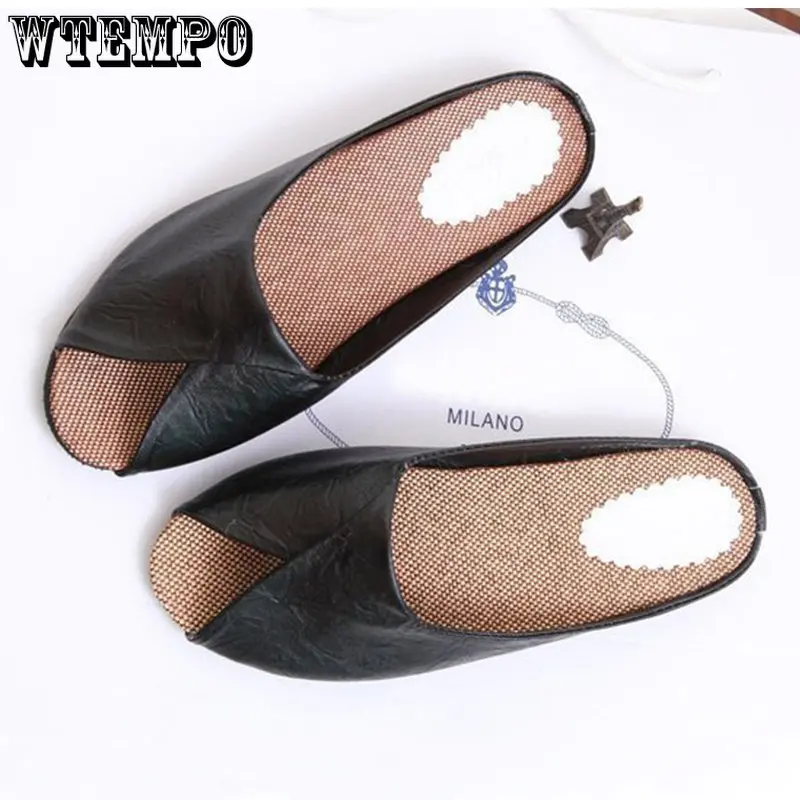 WTEMPO Summer Women Slippers Outside Court Retro Style Sandals Peep Toe Shoes Slip on Soft Print Ladies Slides Wholesale