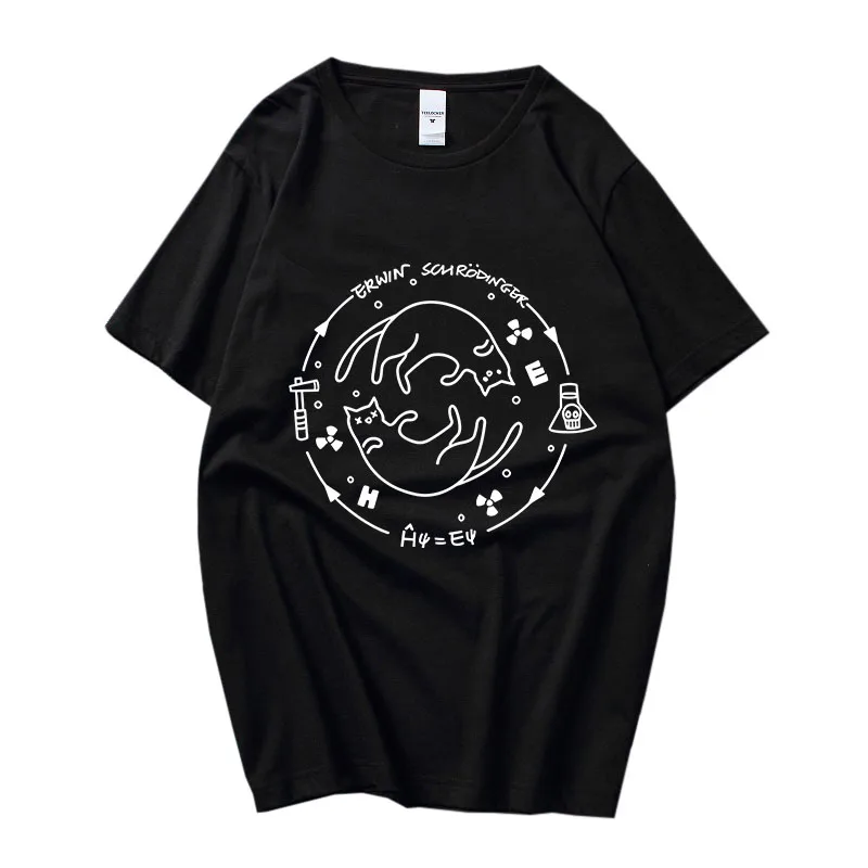 

Schrodinger's Cat Quantum Mechanics T Shirts WOMEN Kawaii/Cute T-shirts 100% Cotton Tshirts Sense of Design Short Sleeve Fashion