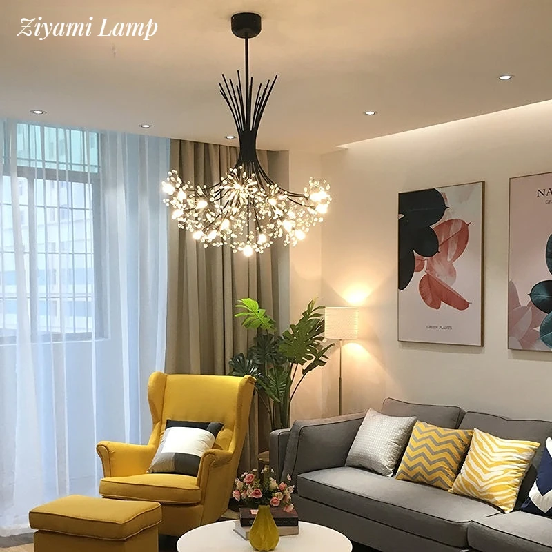 

Northern LED Pendant Light Chandelier Modern Simple Flower shape Crystal Luxury Dining Room Lustre Lamps Decorate