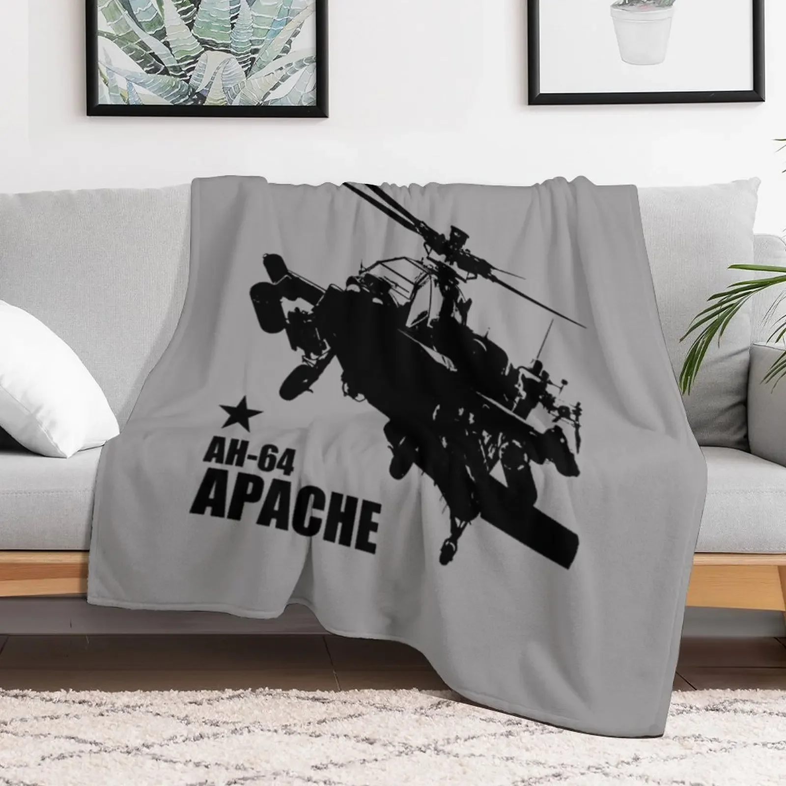 Фото Плед AH-64 Apache (с маленьким логотипом), устойчивый к выцветанию, уютный плед №2