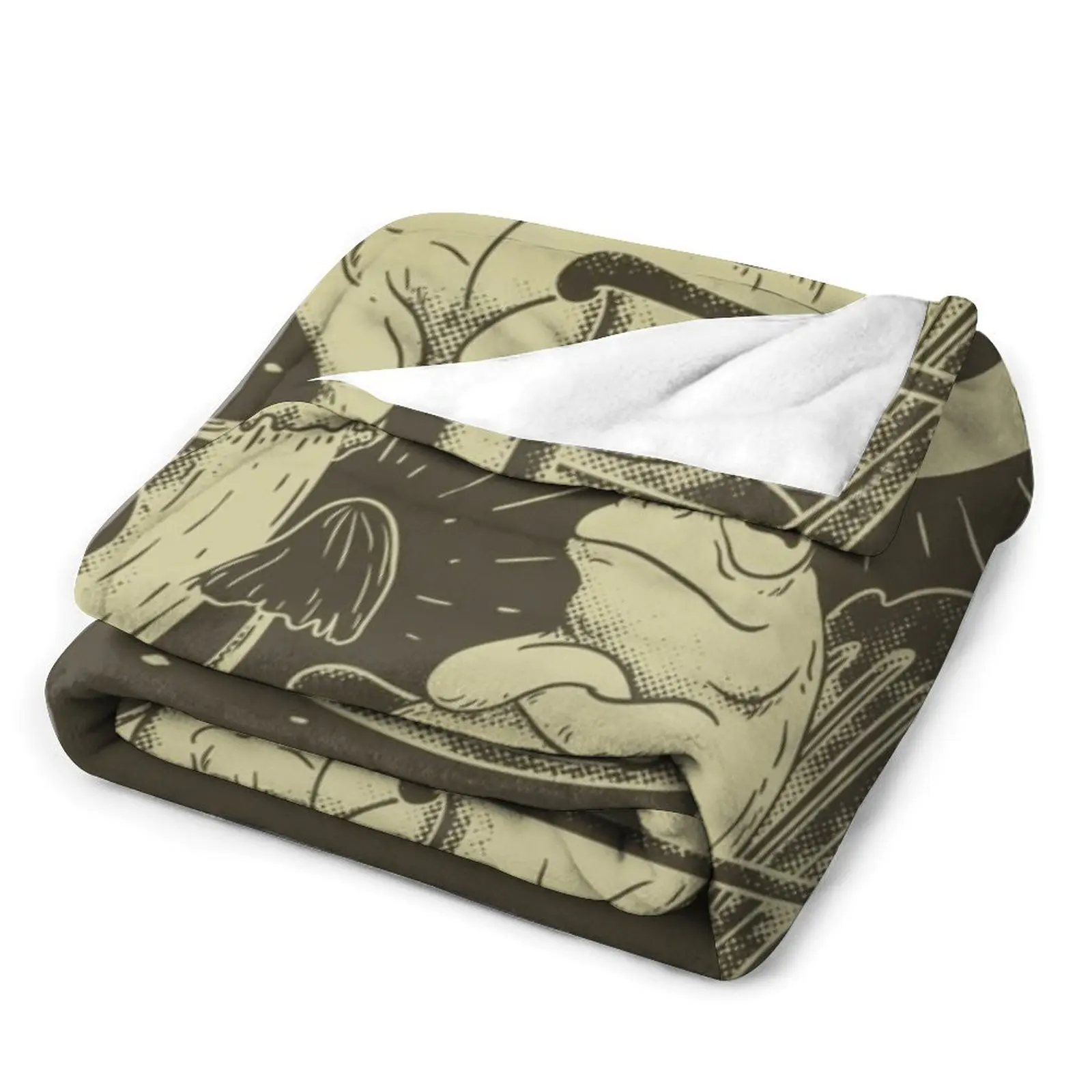 Goblincore Aesthetic Cottagecore Frog Chilling - Хаки waiting for grzyb to grow Mycology Fungi Shrooms Fo Throw Blanket