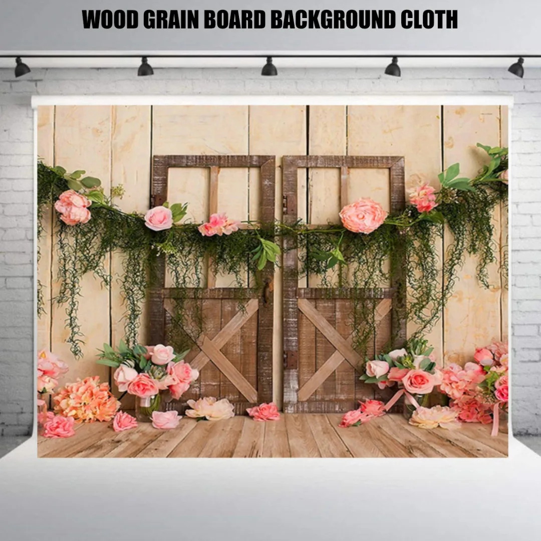 

Mayitr 1Roll Photography Flowers Backdrops Wood Door Photo Background Cloth Studio Props Party Wedding Photography Decor