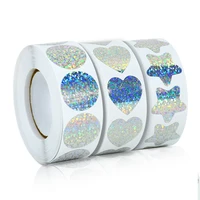 500pcsroll laser blank love heart stars round stickers handmade decora sealing label sticker for party gift sealing packaging