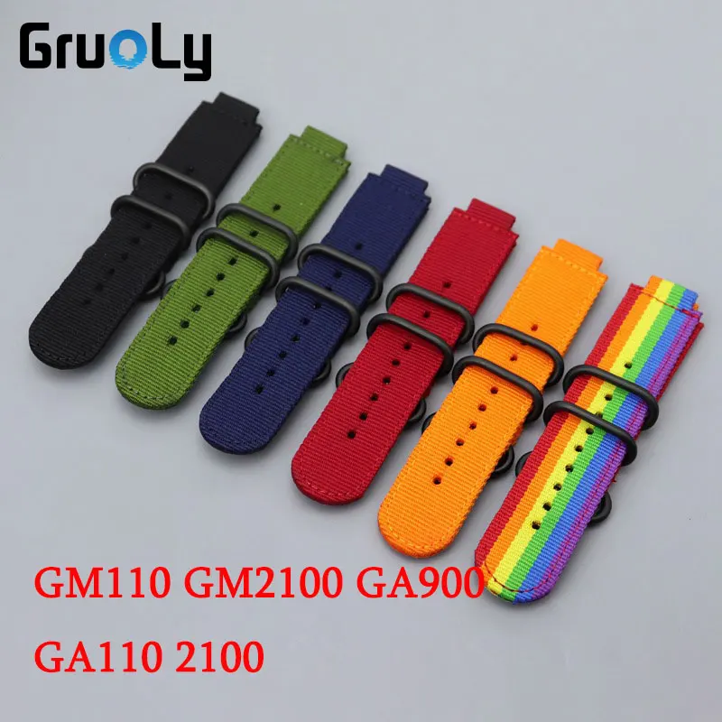 

Modified Nylon Canvas Watch Strap For Casio G-SHOCK GM-110 GM-2100 GA-900 16mm Men Wrist Band for GA-100/110 700 ga2100 DW5600