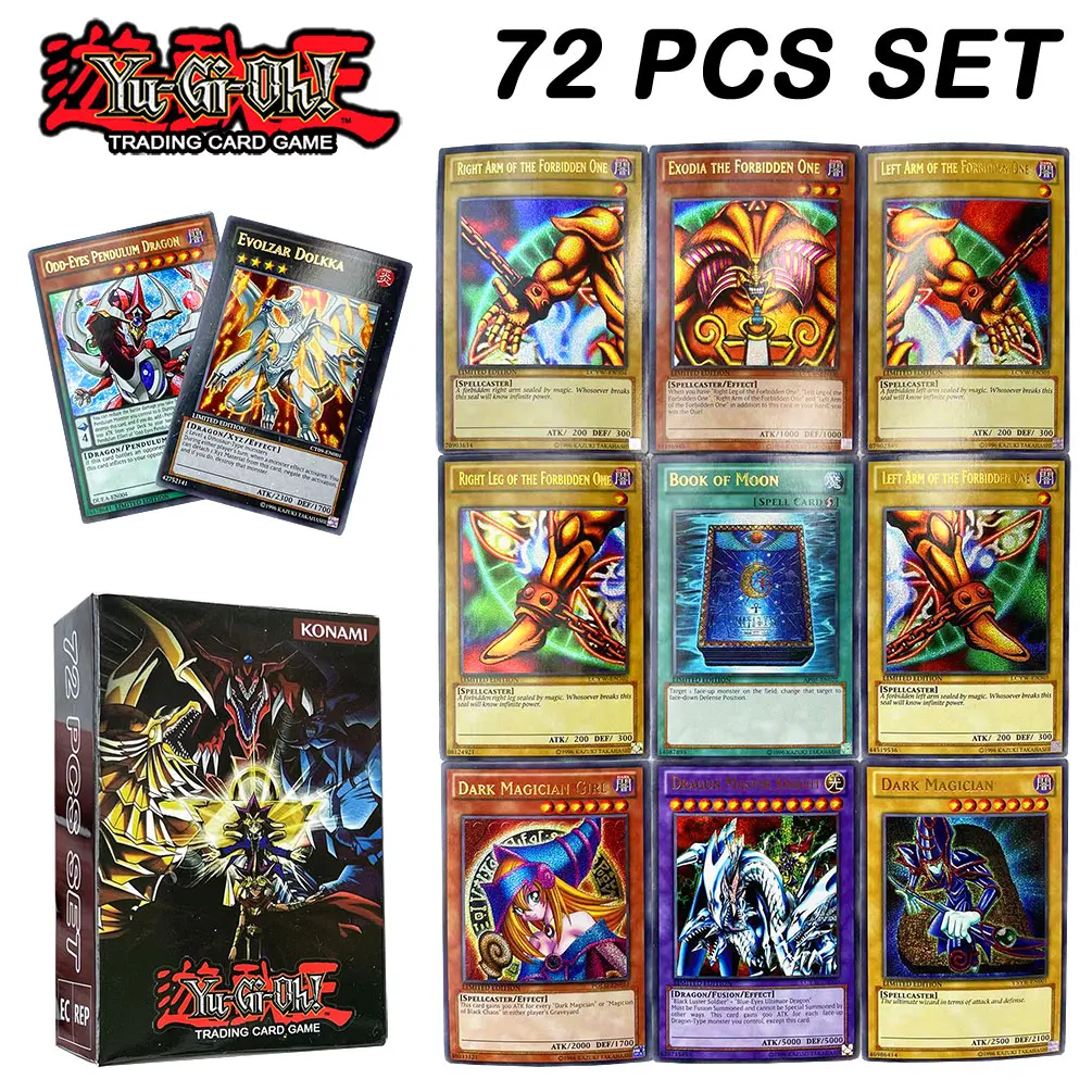 

72Pcs Yugioh Card Holographic Letter in English Dark Magician Girl Blue Eyes Collection YU GI OH XYZ Monster Trading Card Game