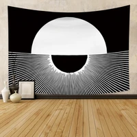 black and white stripes sunrise tapestry wall hanging bohemian psychedelic wall decoration beach towel polyester yoga blanket