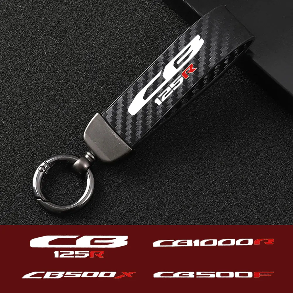 

Universal Motorcycle KeyChain Carbon Fiber Style Leather Car Key Rings Holder Bag For Honda CB Series 125R H1000R H500X H500F