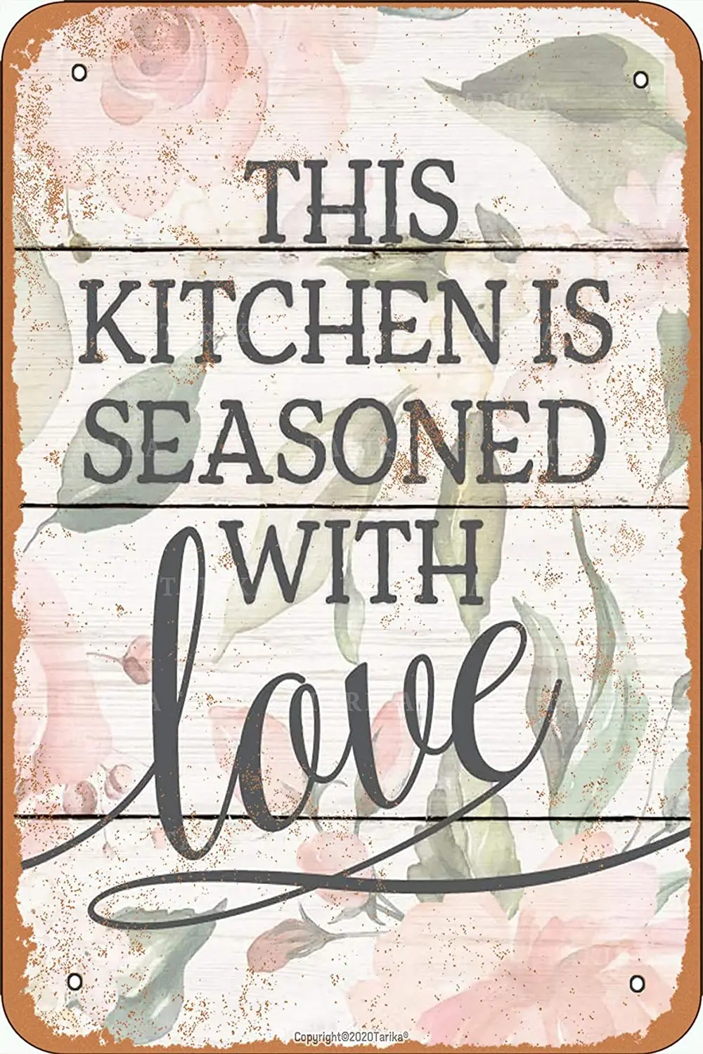 

Тарика на кухне приправлена с любовью, ретро-стиль, металл, 20x30 дюймов, декоративный плакат, знак для дома, Забавный Настенный декор