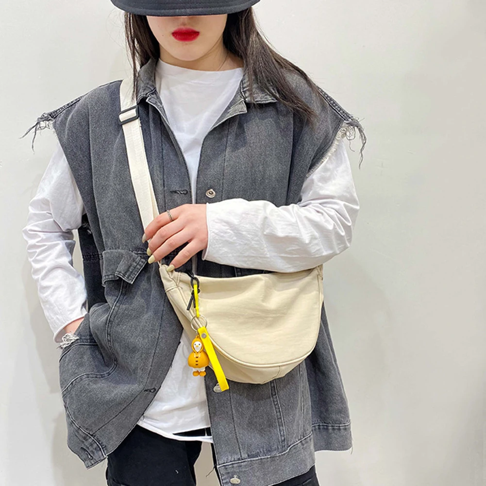 

Fashion Ladies Dumpling Crossbody Bag Casual Canvas Portable Shoulder Messenger Purse Bag Women Brand Designer Handbags 2022