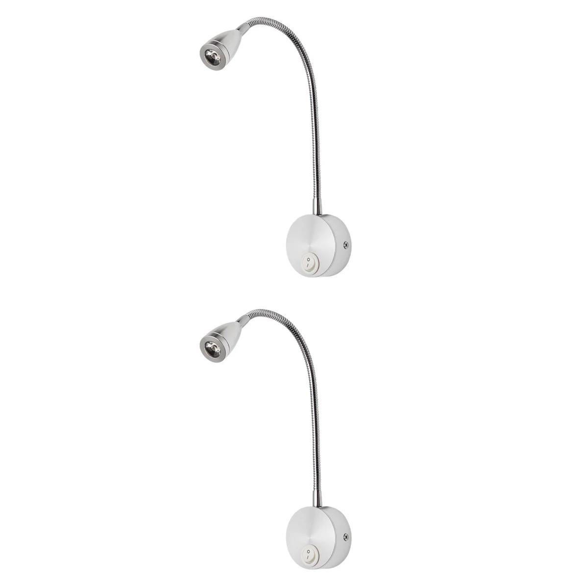 

2pcs LED Bedside Reading Light Flexible Reading Light For Bed Night Lights for Bedroom (Brushed Silver, White Light, 3W)