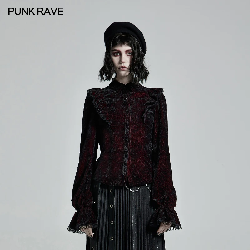 Женская винтажная блузка в стиле Панк RAVE Готическая Роскошная бархатная