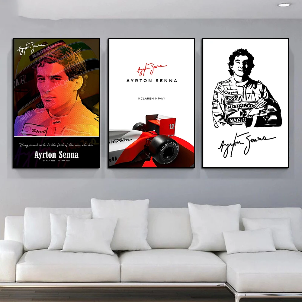 Легендарный гонщик майнтон-Сенна портретный плакат F1 Grand Prix Winner Картина на холсте