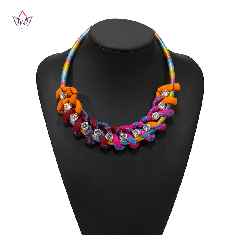 

2021 NEW Ankara Print Necklace African Ethnic Handmade Jewellery African Fabric Jewellery For Women Chains Necklace WYB548