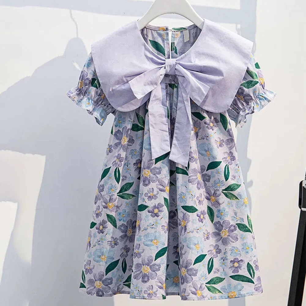 

Sweet Flower Kids Baby Girls Dresses Big Bow Summer Dress Teen Midi Dresses Teens Children Clothing Girl Floral Wedding Dress