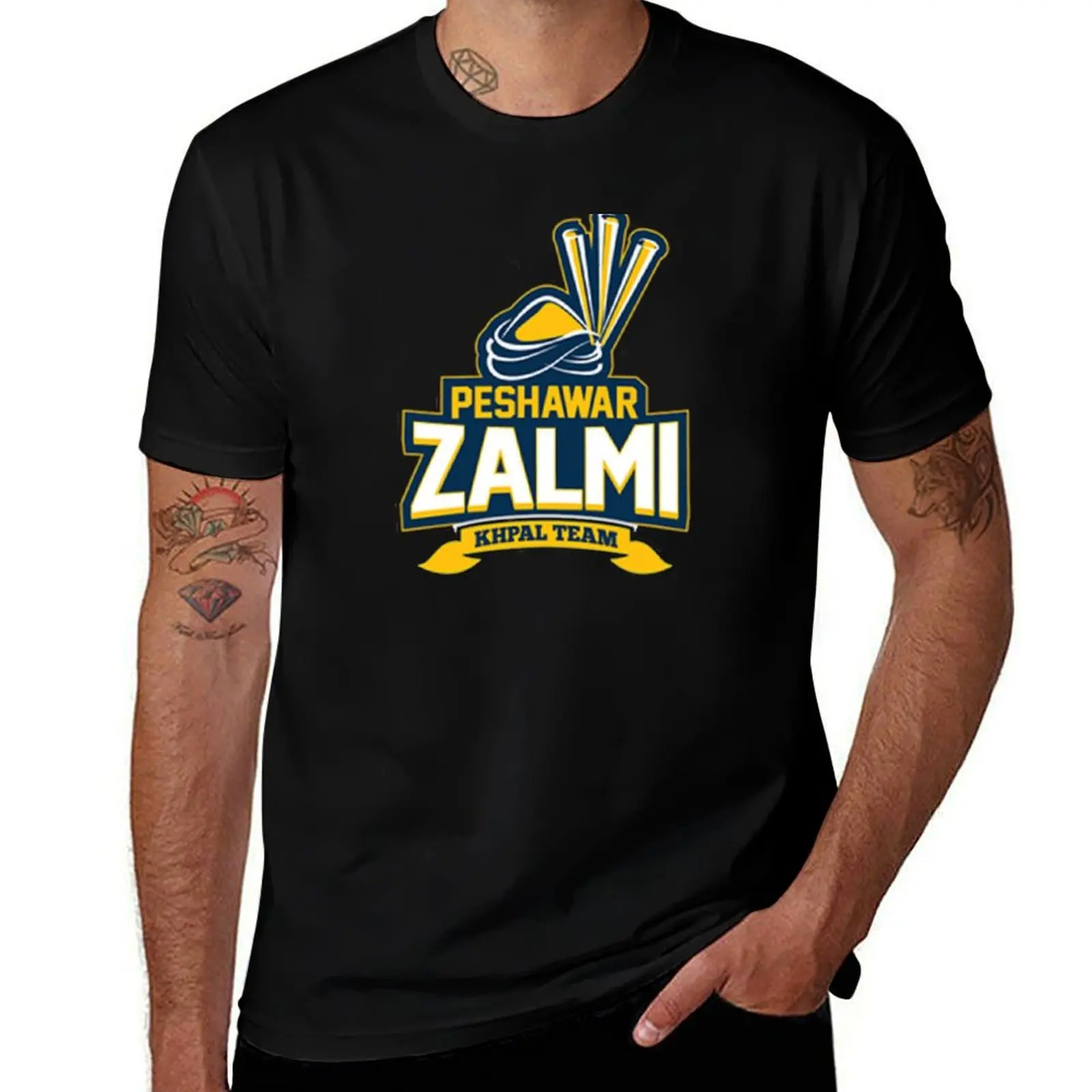 Фото Футболка с логотипом команды Peshawar Zalmi, мужская футболка из хлопка, 100% футболки для мужчин, забавные хлопковые футболки с рисунком, мужская футболка из 100% хлопка №5
