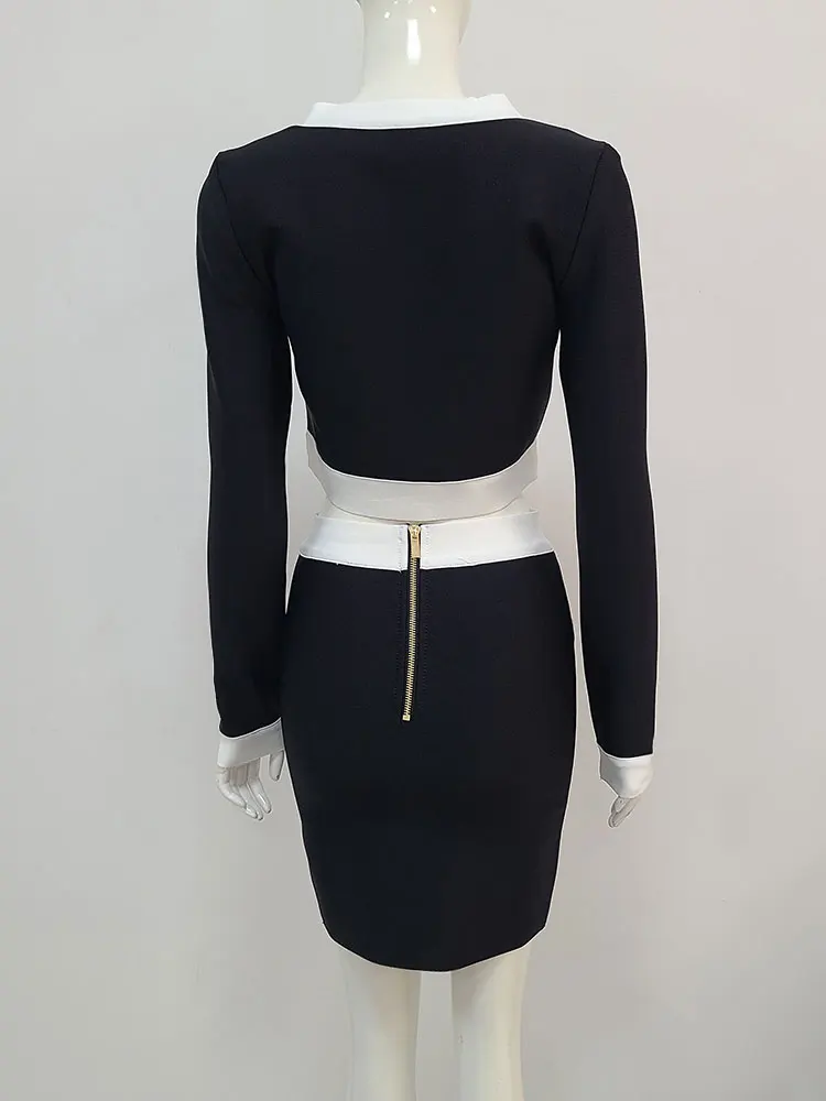 Женский комплект из двух предметов облегающий костюм с короткой юбкой и длинным