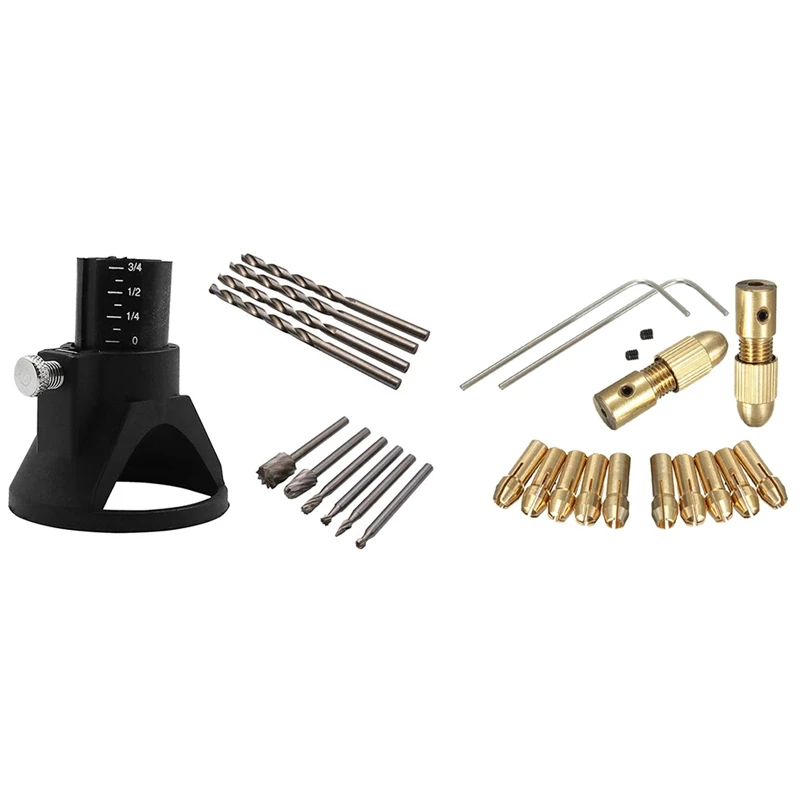 

11 Pcs Multipurpose Cutting Guide Kit With 14 Small Electric Drill Chuck 0.5-3Mm Electric Mill Copper Chuck