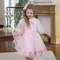 kids dresses for girls clothes princess girl summer sleeveless chiffon tulle cape round neck suit pink and purple