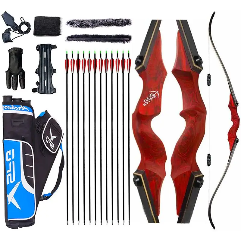 

30-60 Lb Adult Recurve Bow And Arrow 60 Inch Archery Set Wooden Riser Detachable Bow Beginner Outdoor Hunting Shooting