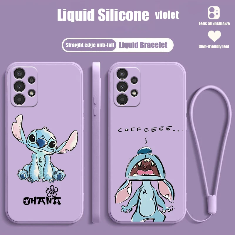 

Stitch Cute Anime Disney For Samsung A91 A73 A72 A71 A54 A53 A52S A51 A42 A41 A34 A33 A32 A31 Liquid Rope Phone Case