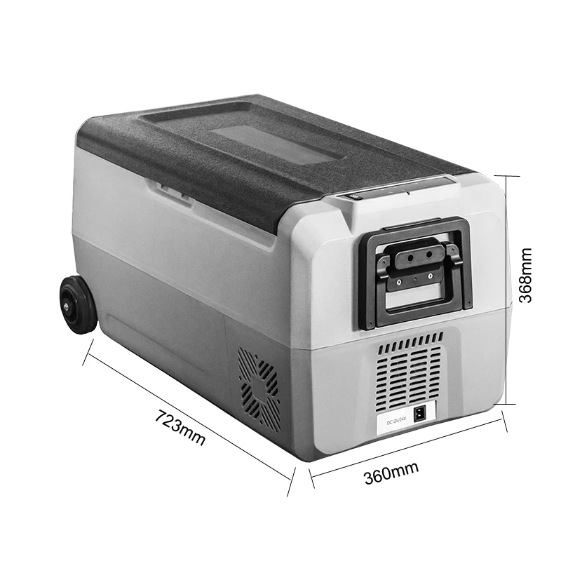 

Battery powered solar fridge 36L with wheels camping freezer car cooler